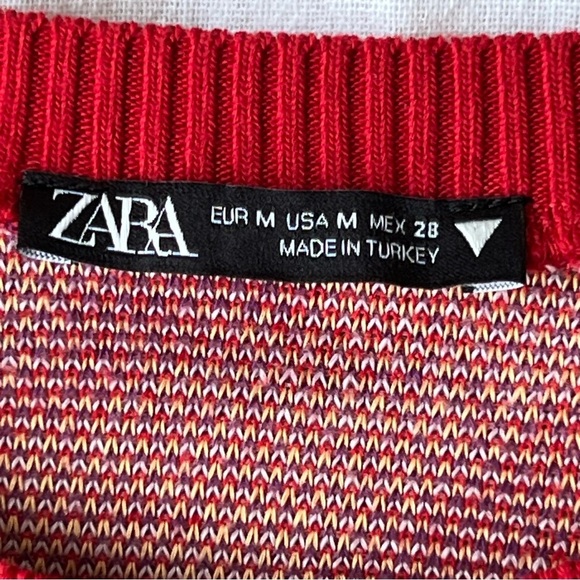 Zara Women's Jacquard knit sweater geo print Sz Medium Cropped - Picture 7 of 7